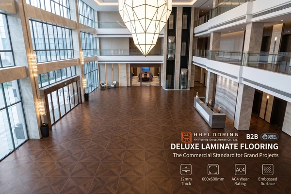 A wide-angle aerial perspective photograph of a vast luxurious commercial atrium or hotel lobby showcasing the extensive and durable installation of Dark Parquet Flooring A wide-angle aerial perspective photograph of a vast luxurious commercial atrium or hotel lobby showcasing the extensive and durable installation of Dark Parquet Flooring